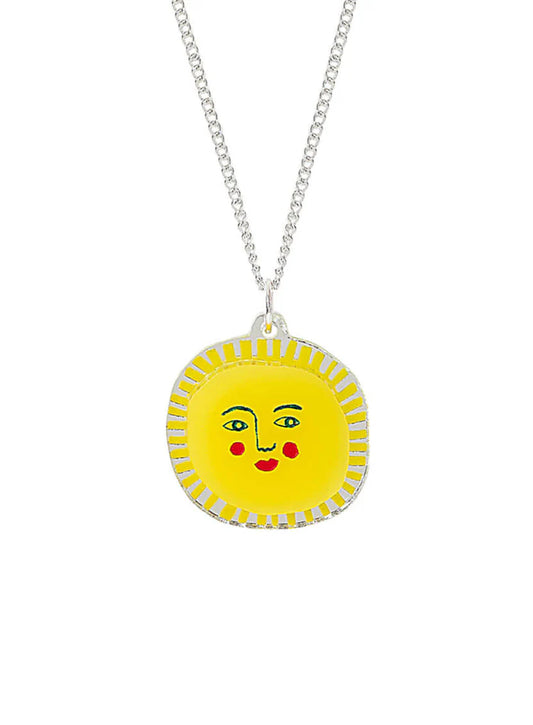Tatty Devine x Printed Peanut You Are My Sunshine pendant: a yellow sun face