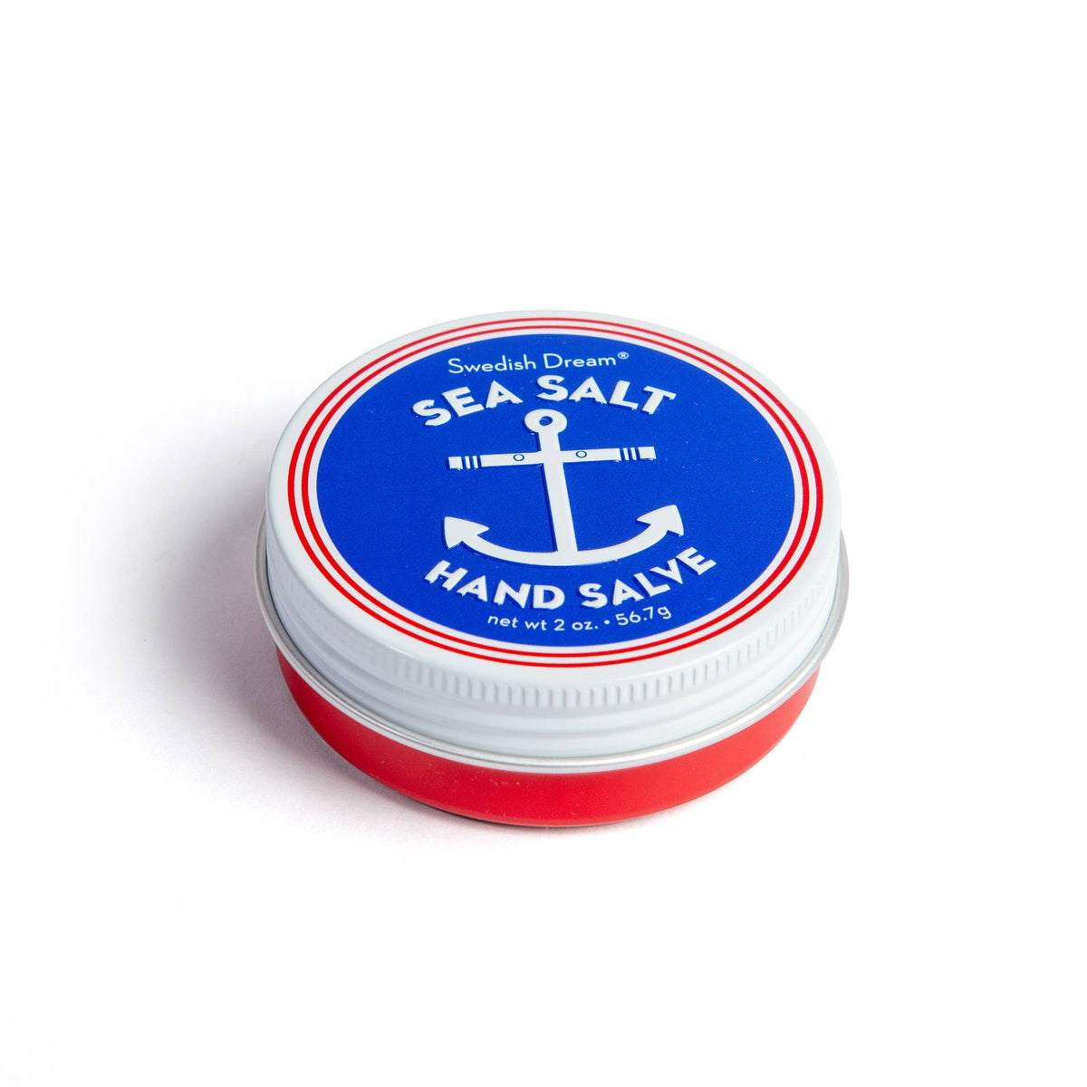 Closed tin of Swedish Dream sea salt hand salve