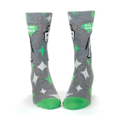 Front view of the All Puns Intended socks