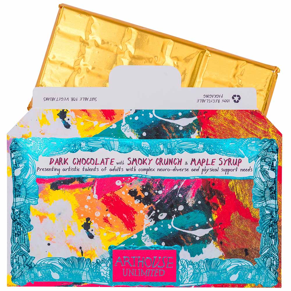 Adventurous bar half out of its sleeve, showing the gold foil