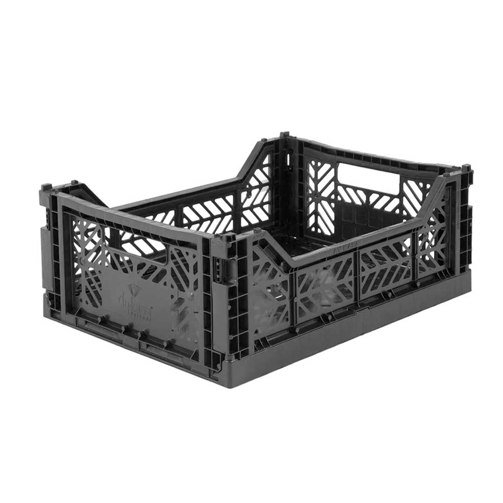 Aykasa midi folding storage crate in black