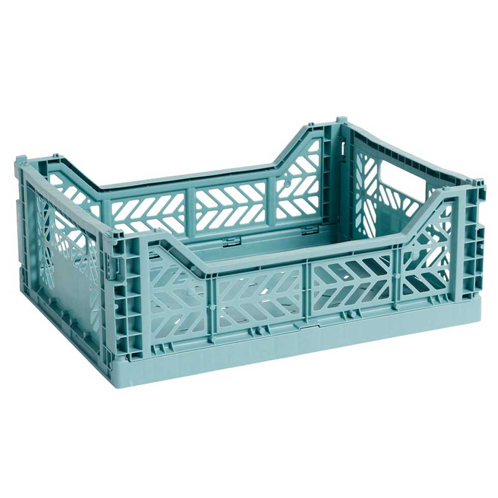Teal midi folding storage crate