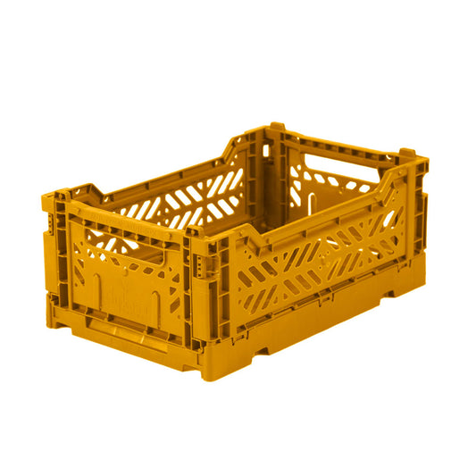 Aykasa mini folding storage crate in golden yellow