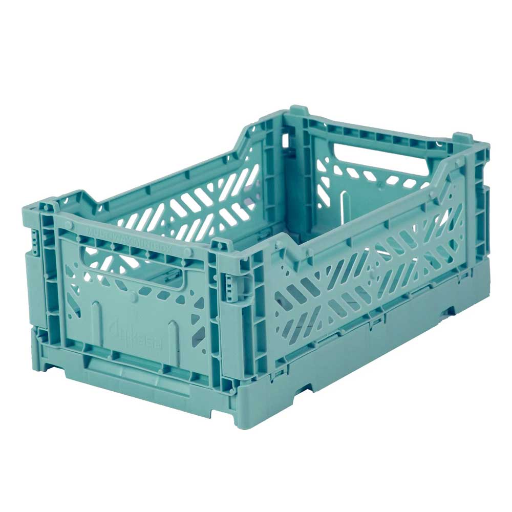 Teal mini folding storage crate