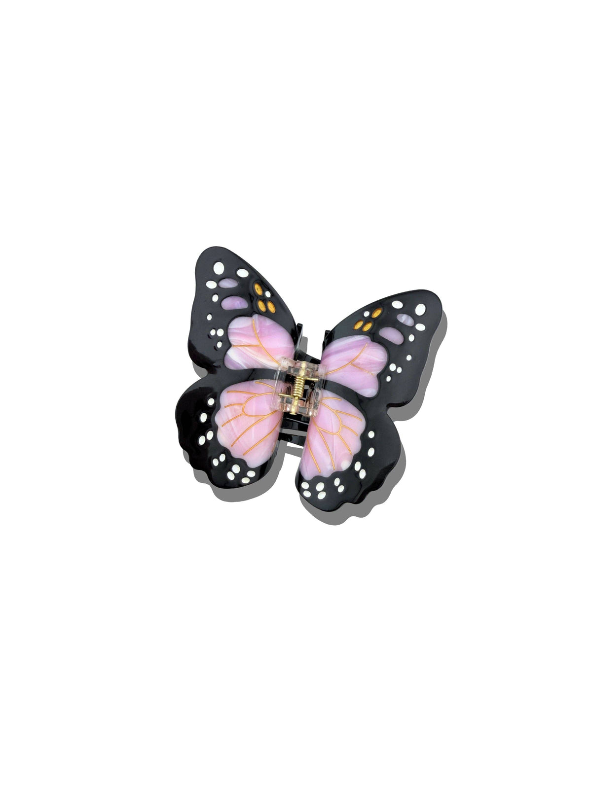 Lilac pink and black butterfly claw clip