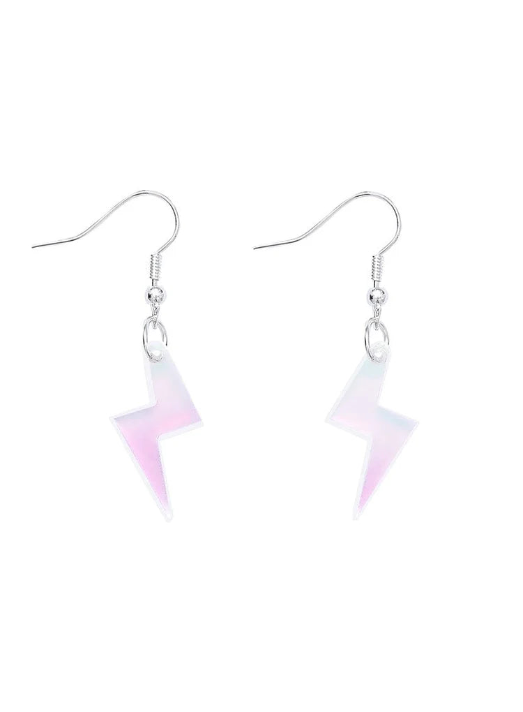 Tatty Devine iridescent lightning bolt charm earrings