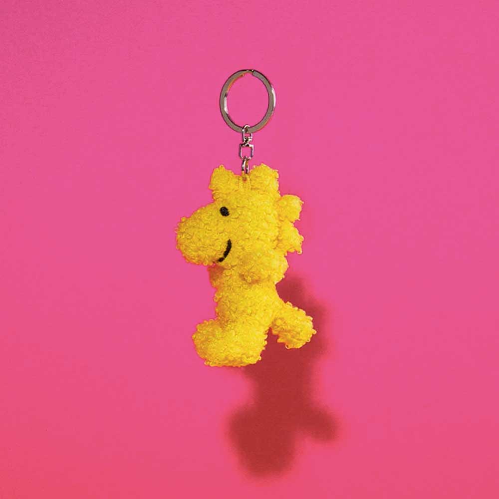 Woodstock teddy key ring on pink