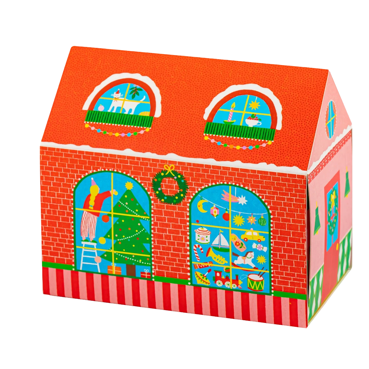Christmas House matches box, front view