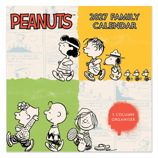 Peanuts 2027 square family calendar with the gang: 5 column organiser