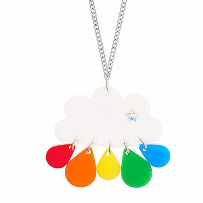 Tatty Devine cloud necklace with rainbow raindrops