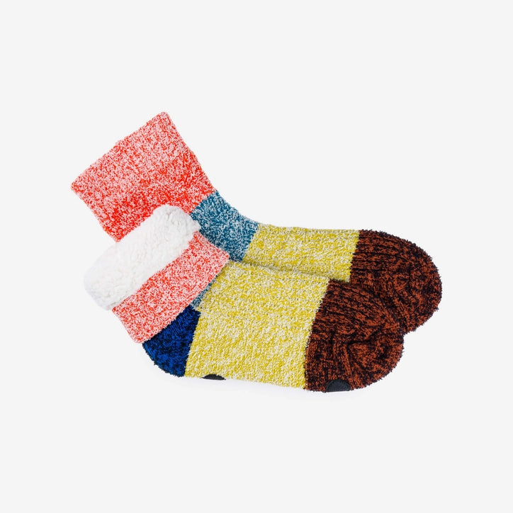 Colour Band house socks folded to show the fluffy white lining