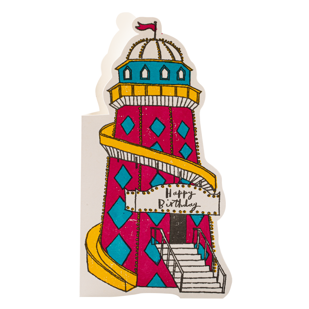 Helter skelter cut-out card: Happy birthday