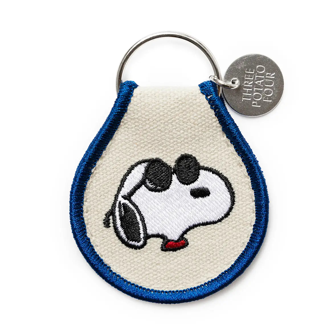 Embroidered Joe Cool Snoopy key ring patch with sunglasses