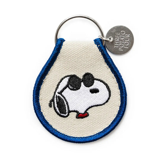 Embroidered Joe Cool Snoopy key ring patch with sunglasses