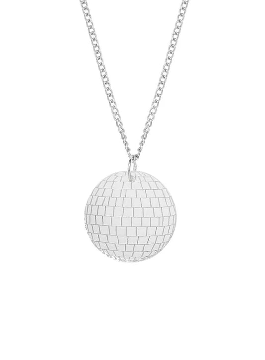 Tatty Devine mirrored disco ball pendant on a silver chain