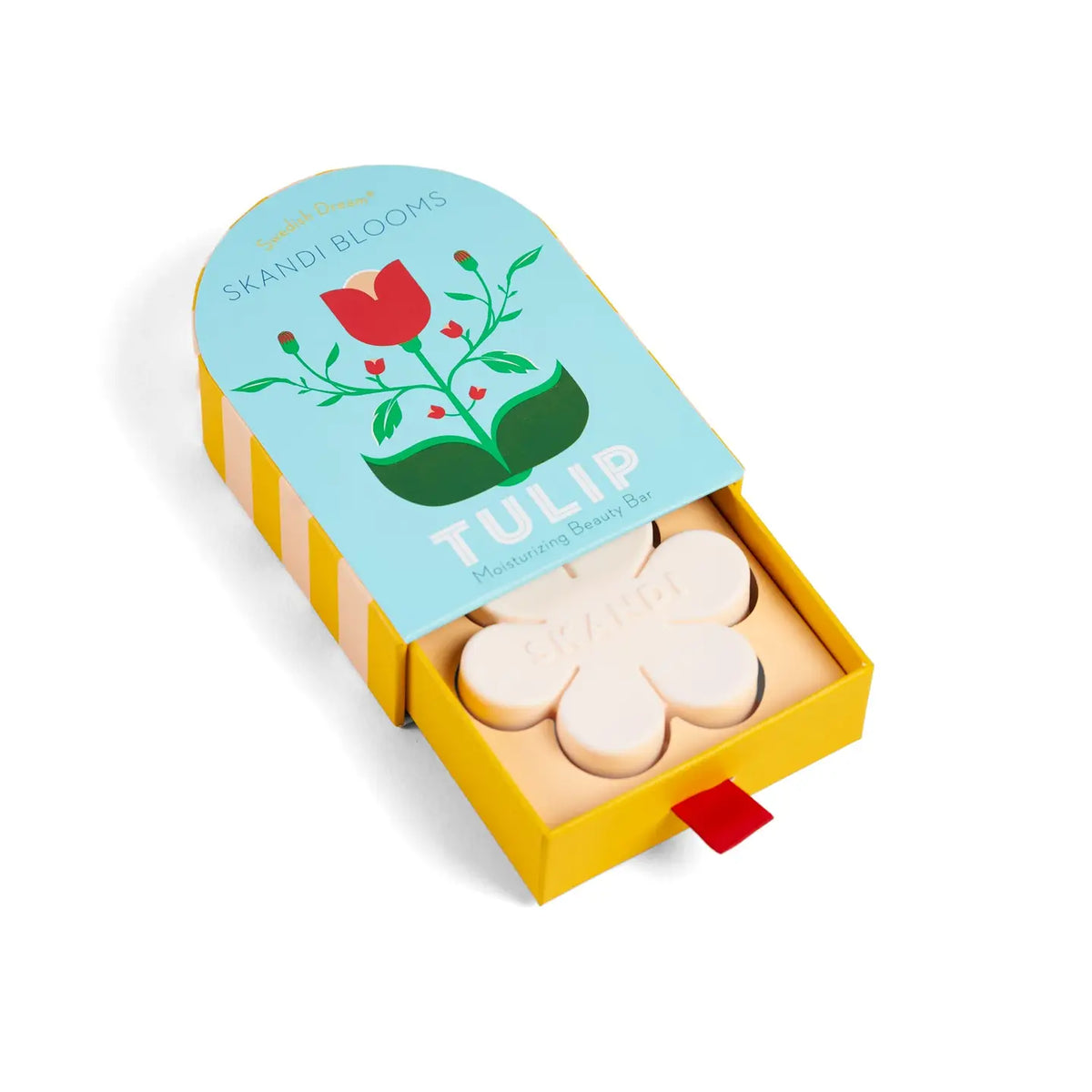 Tulip beauty bar in its open drawer box