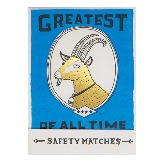 Match book cover: a gold goat: Greatest of all time, safety matches