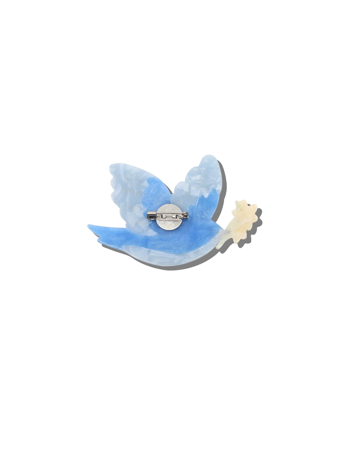Back of the bluebird brooch with its pin
