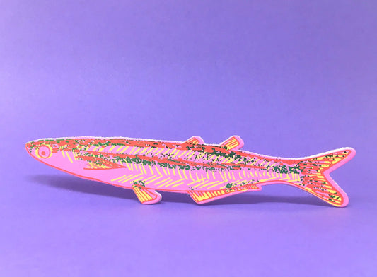 Ark pink fish bookmark on purple