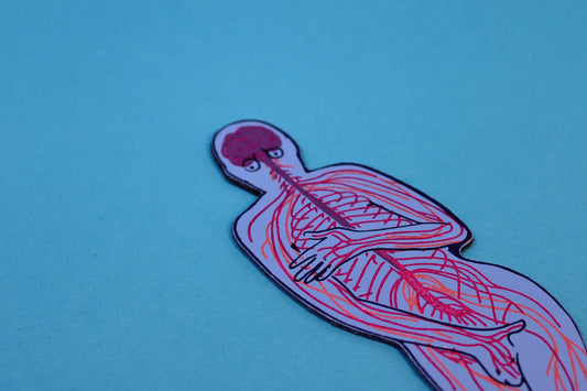 Ark cornflower blue human body bookmark showing the nervous system