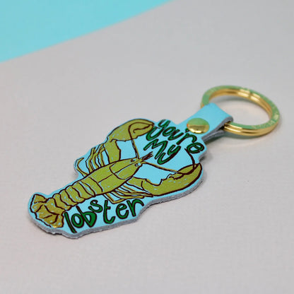 Blue and green leather lobster key fob: You're my lobster