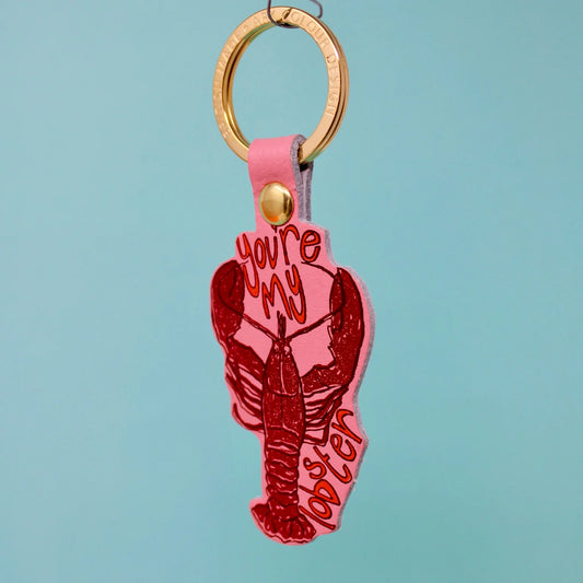 Pink and red leather lobster key fob: You're my lobster