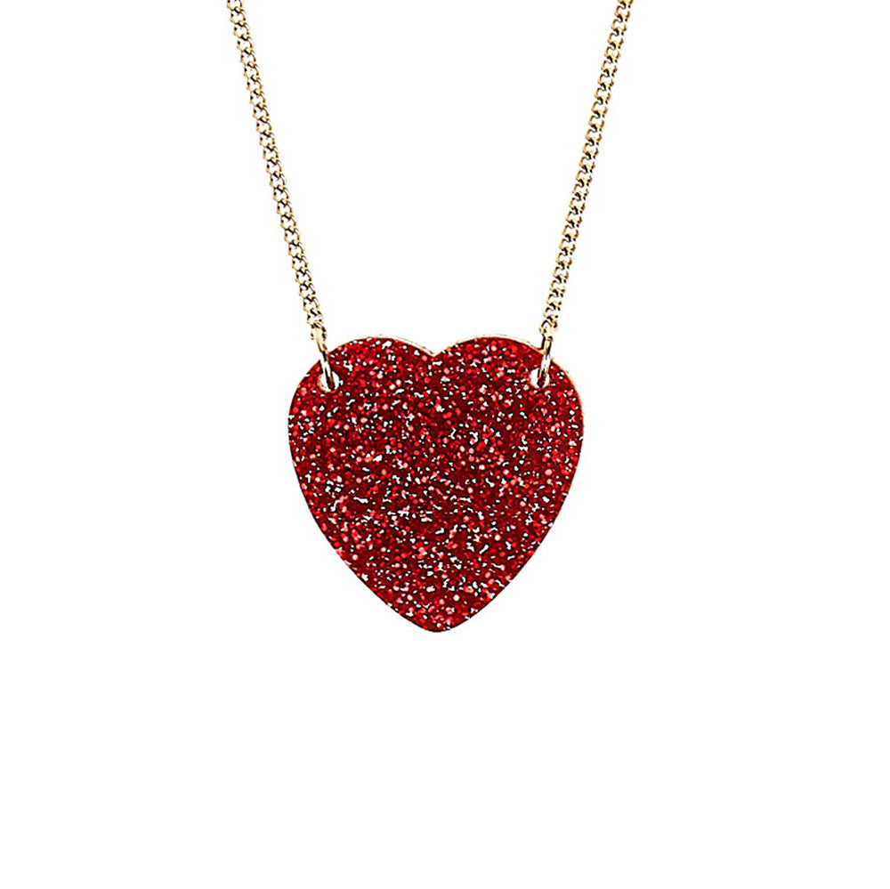 Tatty Devine red glitter heart necklace