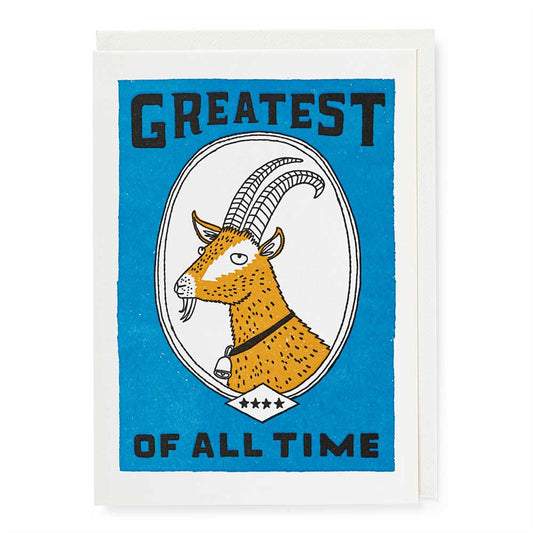 Archivist 'Greatest of All Time' card: an orange goat in a white oval on a blue background