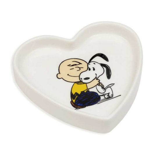 Heart-shaped Peanuts trinket dish with Charlie Brown hugging Snoopy