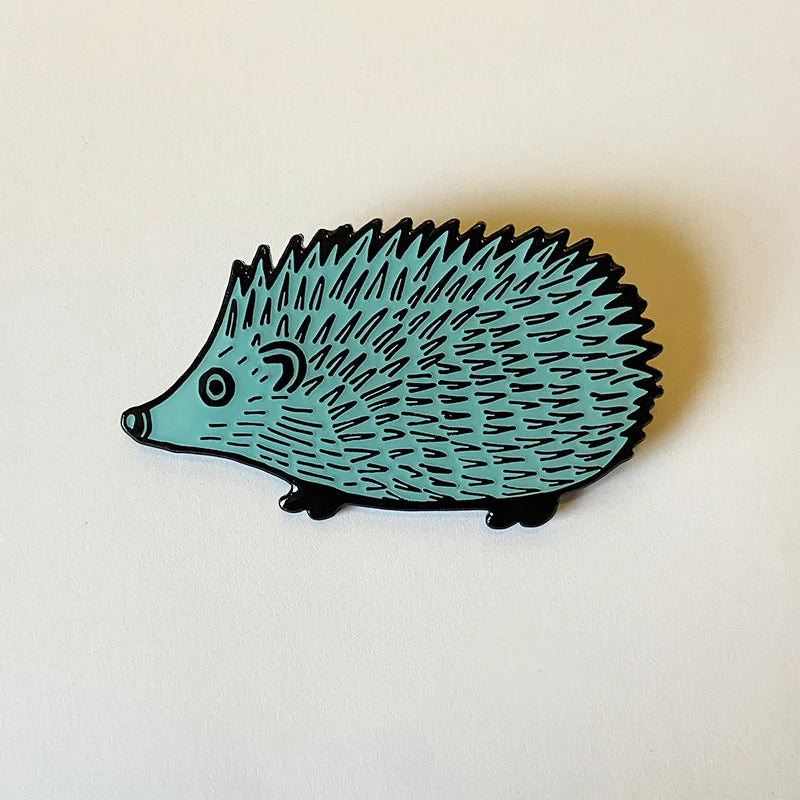 Lush Designs blue hedgehog enamel badge