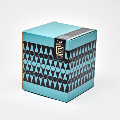 Hornsea backgammon jar in its patterned gift box