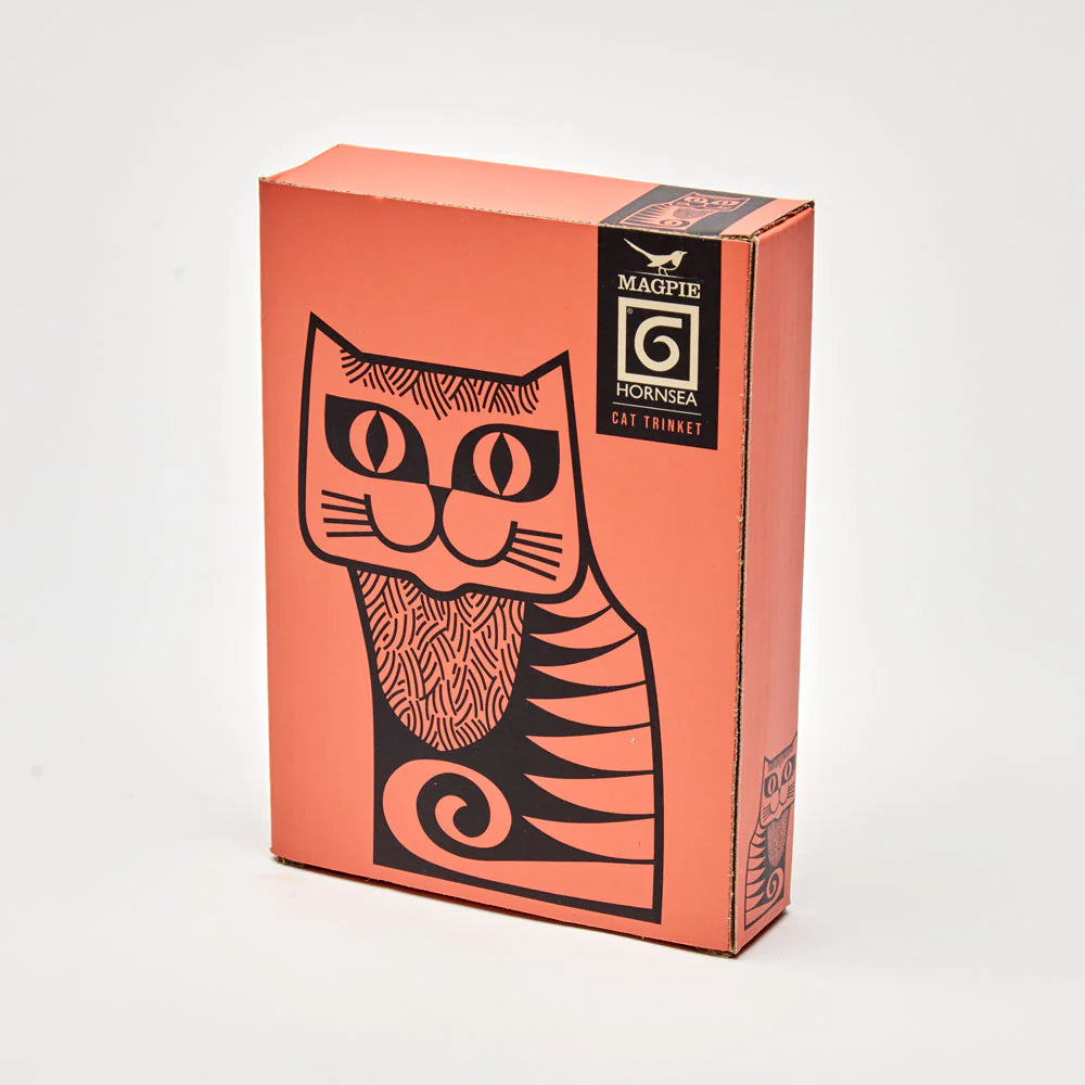 Orange cat trinket dish box