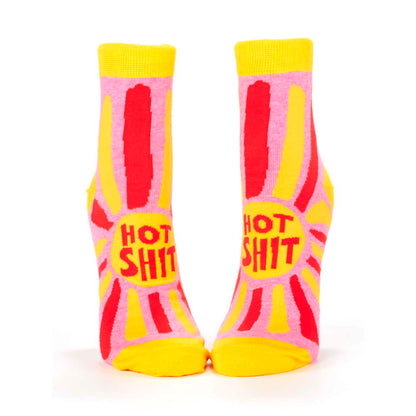 Pink and yellow sunburst ankle socks: Hot shit