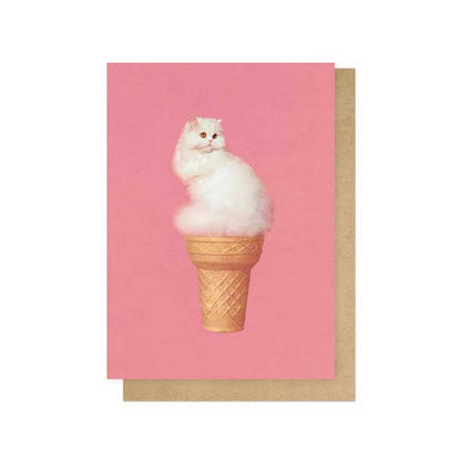 Ice Cream Cat card with its kraft envelope