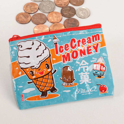 Ice cream money coin purse with coins spilling out