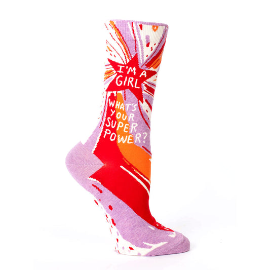 Pink and red sock: I'm a girl, what's your superpower?