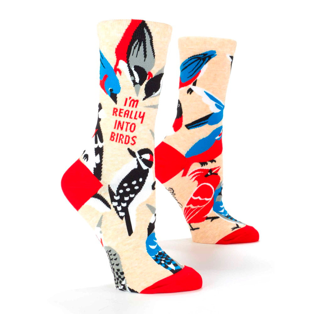 Women's socks with woodpeckers, bluebirds and a cardinal: I'm really into birds
