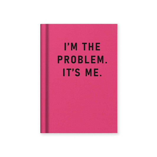 Ohh Deer pink fabric-covered mini notebook reading 'I'm the problem. It's me.'