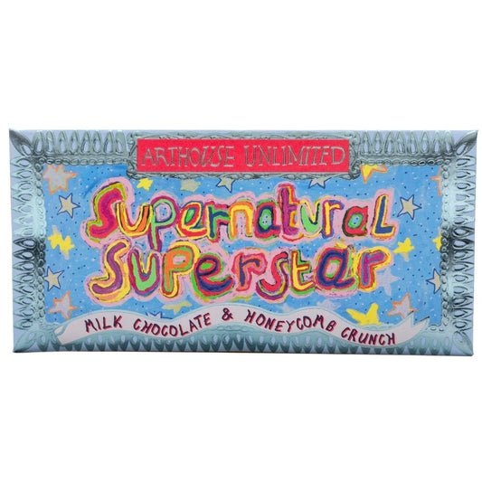 Arthouse Unlimited Supernatural Superstar milk chocolate and honeycomb mini bar in blue packaging