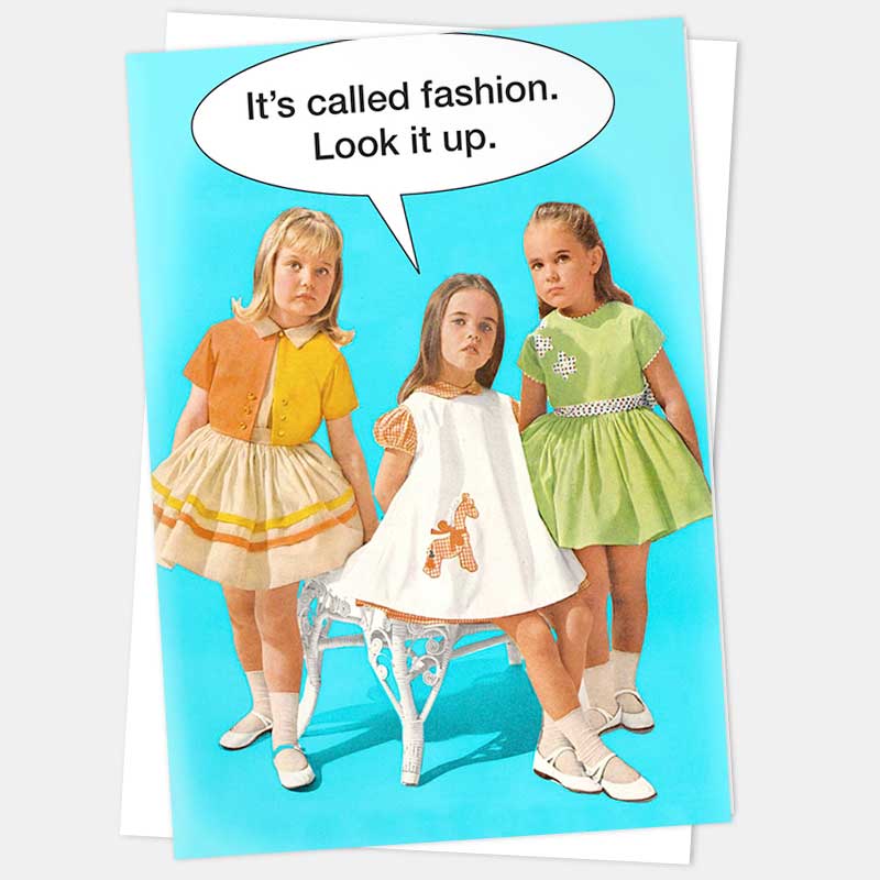 The fashion card with its white envelope