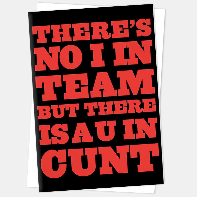 The team card with its white envelope