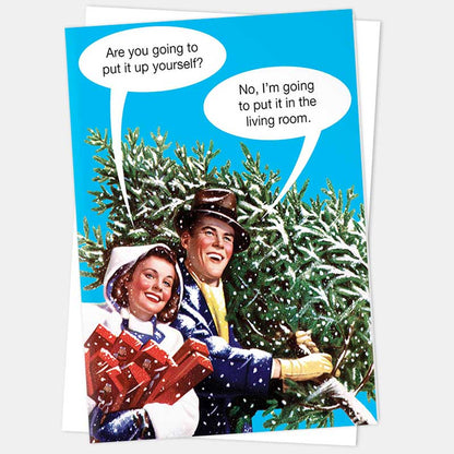 Up yourself card shown with its white envelope