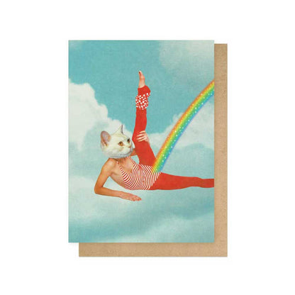 The Kitty Rainbow Workout card with its kraft envelope