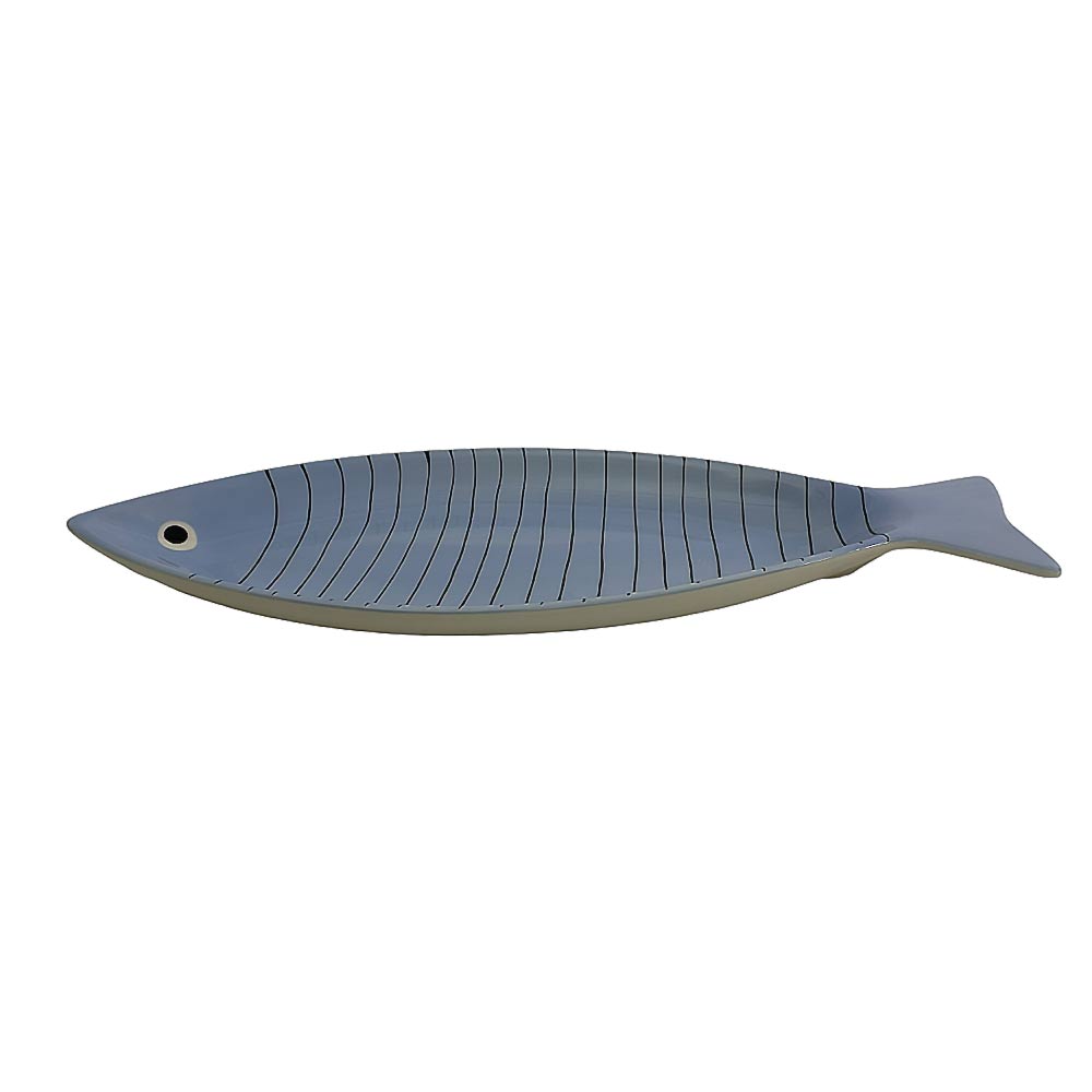 Large Blue Zebra Fish Dish
