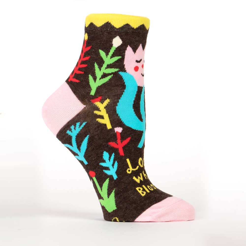 Side view of the Look who's blooming ankle sock