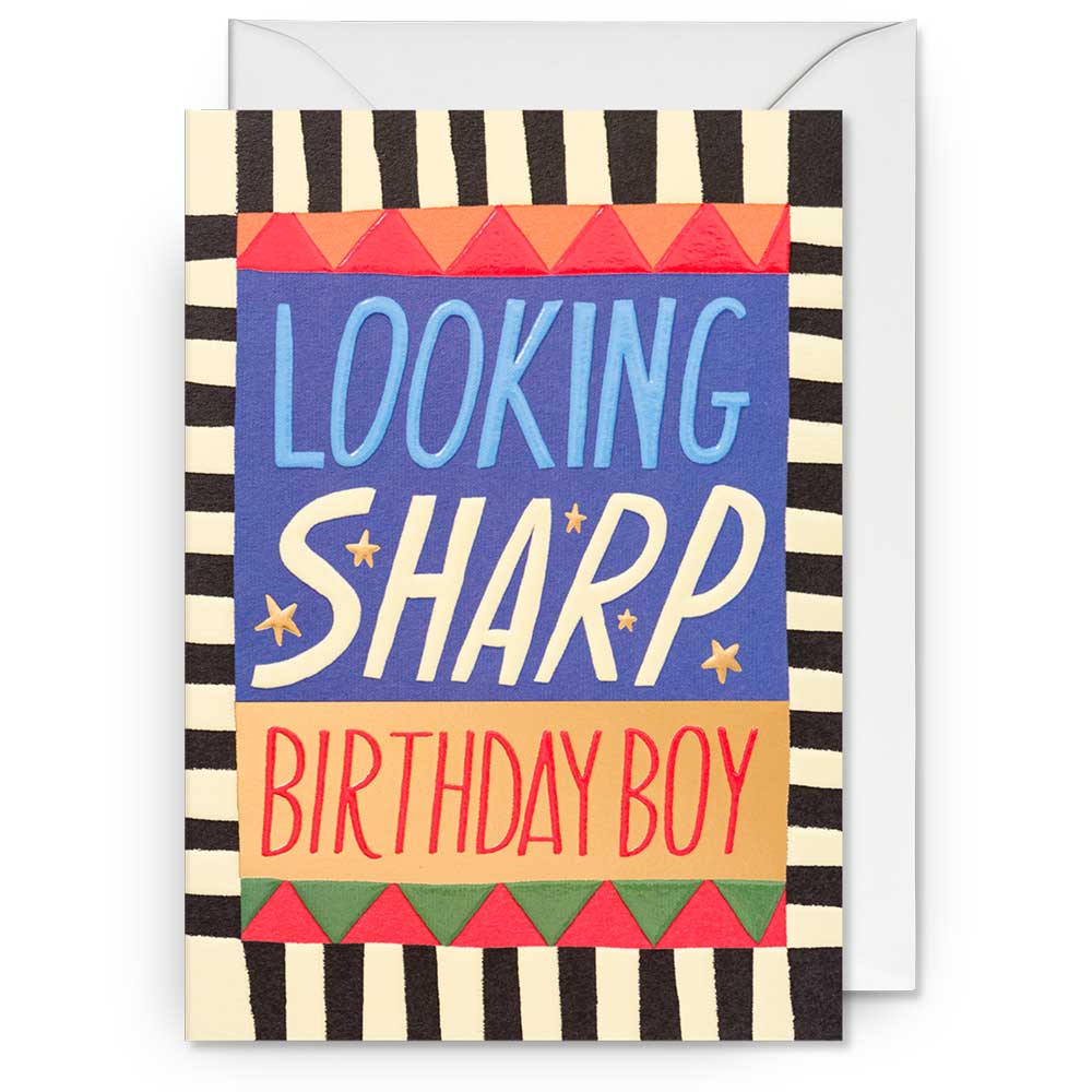 The Looking Sharp card with its white envelope