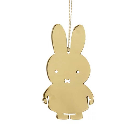 Gold metal Miffy hanging decoration on a gold thread