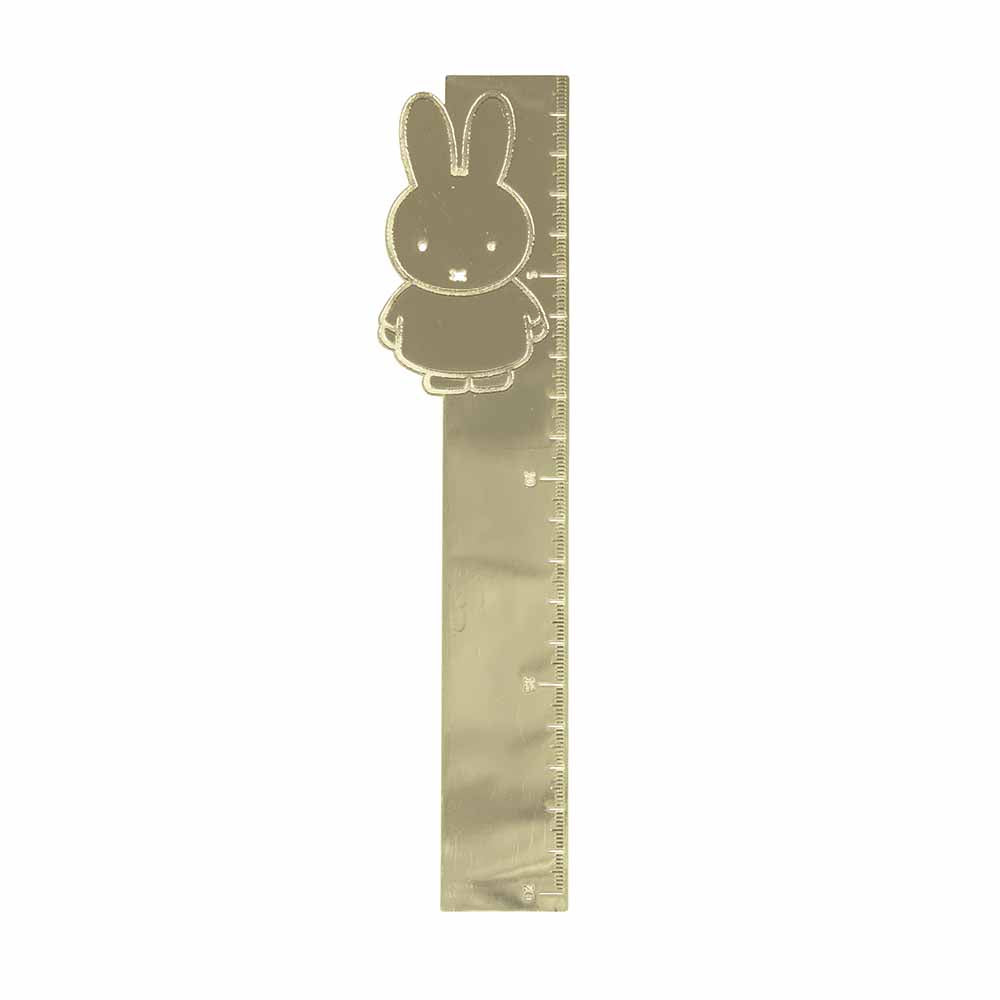 Gold metal ruler with a Miffy shape at the top