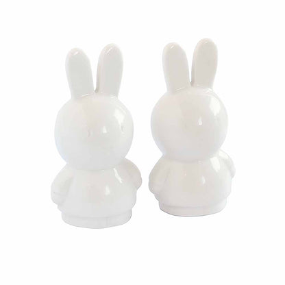 Pair of white ceramic Miffy salt and pepper shakers