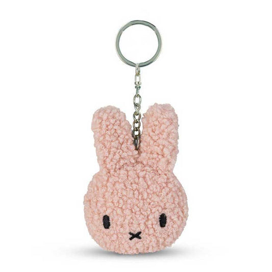 Pink teddy fabric Miffy head keyring
